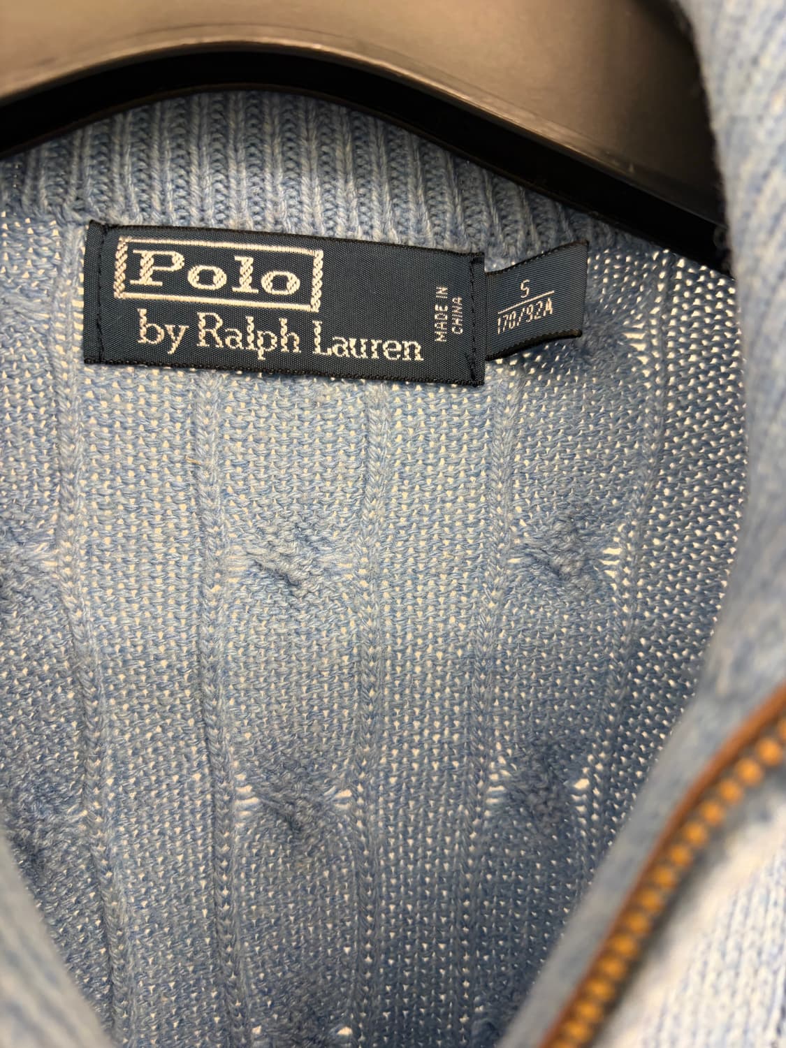 [S] 폴로 랄프로렌 케이블 반집업 니트 스웨터 하늘색 상품이미지2