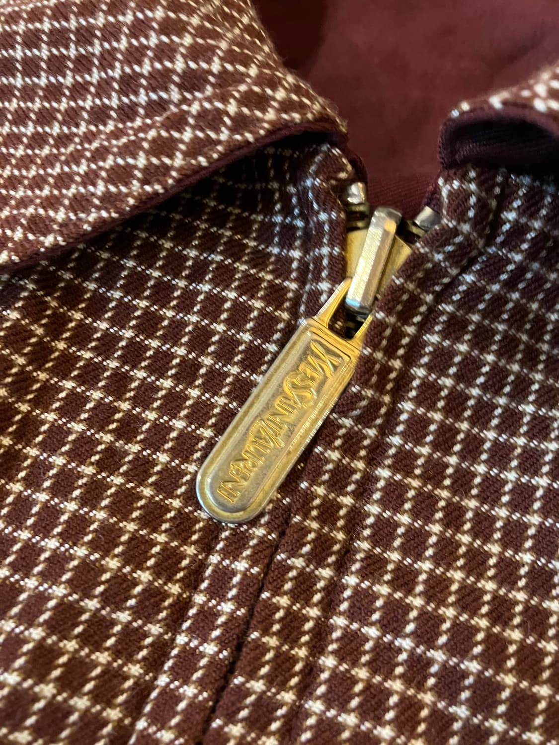 90s YSL 입생로랑 리버시블 체크 봄버 버건디 상품이미지3