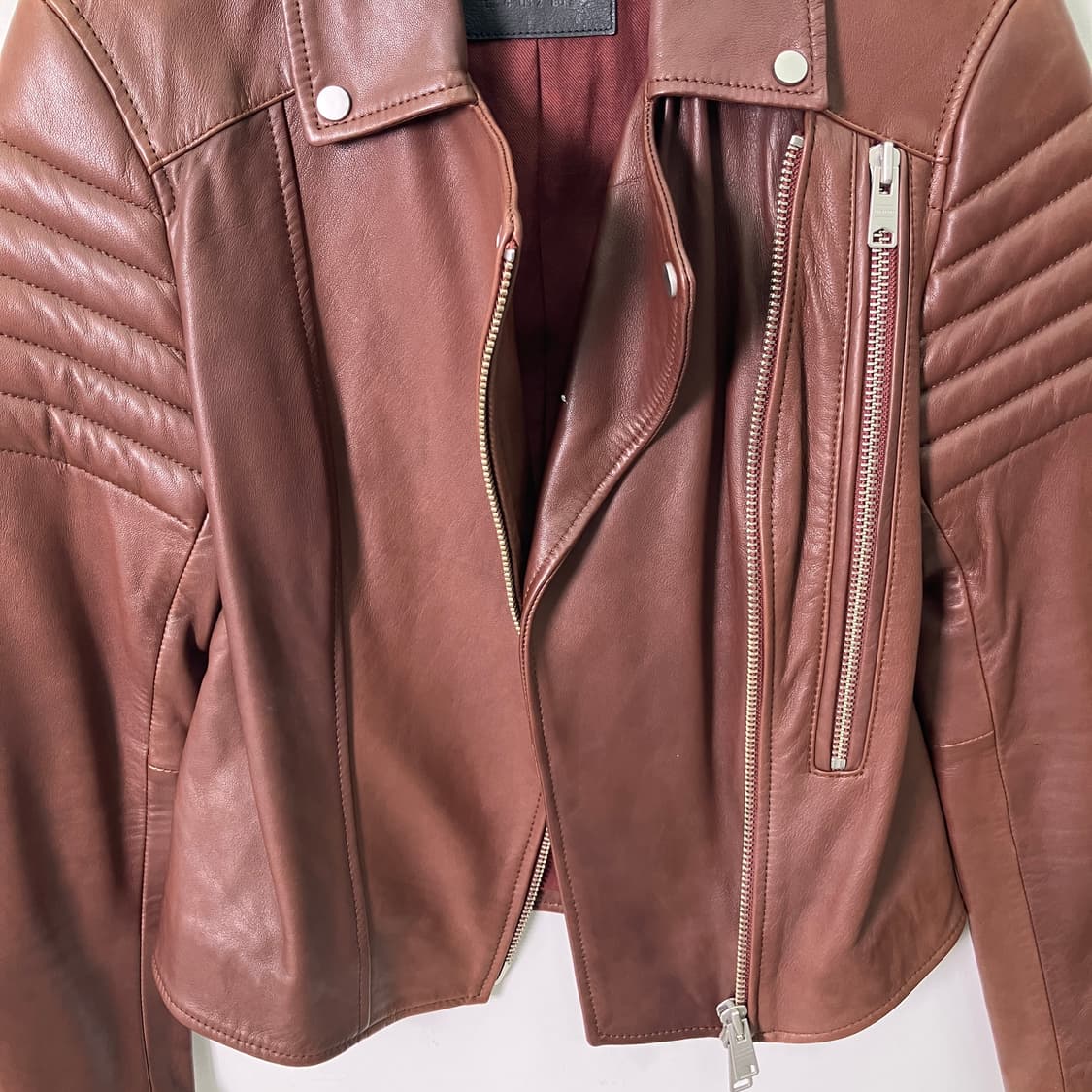 올세인츠 브라운 양가죽 바이커 자켓 34 상품이미지4