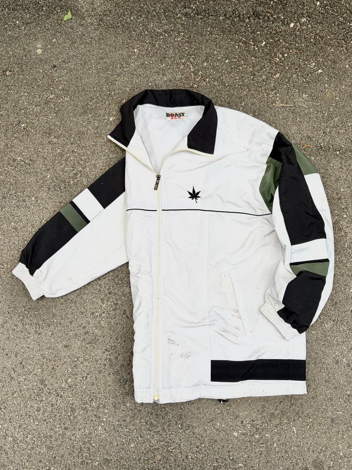 90s USA VTG 마리화나 자수 올드스쿨 오버핏 바람막이 L 상품이미지2