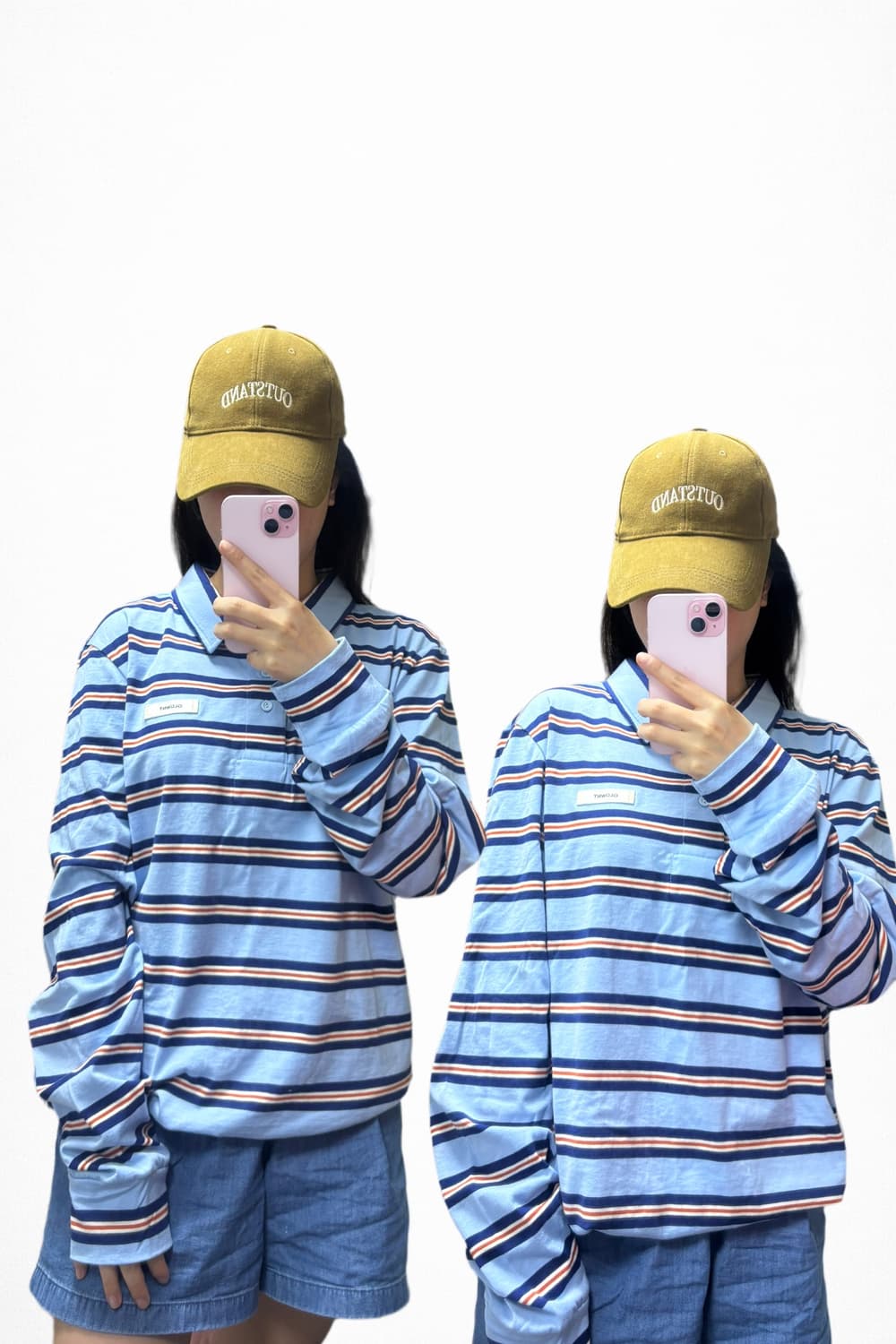 글로니 스트라이프 카라 롱슬리브 상품이미지1