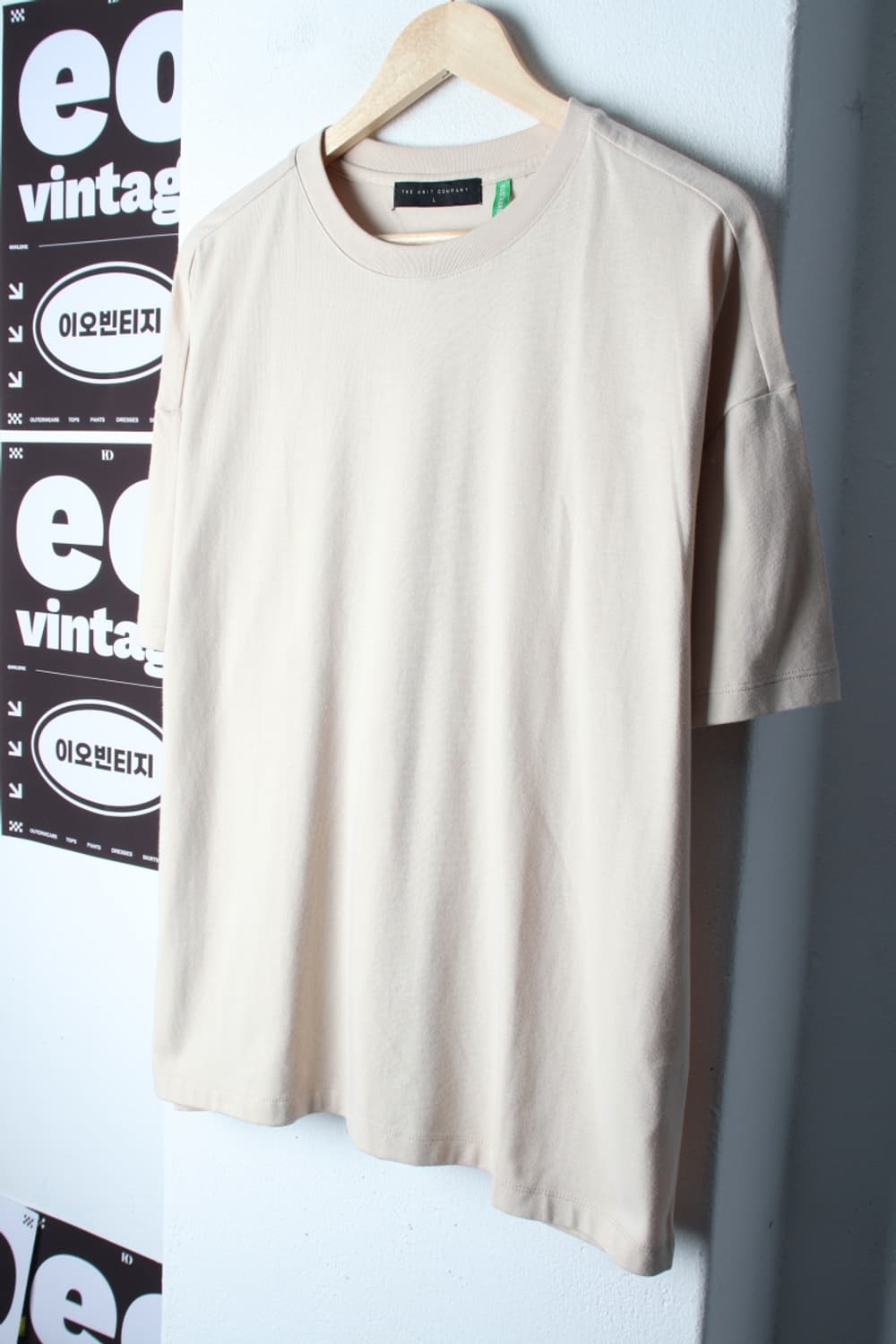 (L-XL) 더니트컴퍼니 반팔 티셔츠 오버핏 베이지 무지-H3H33852 상품이미지1