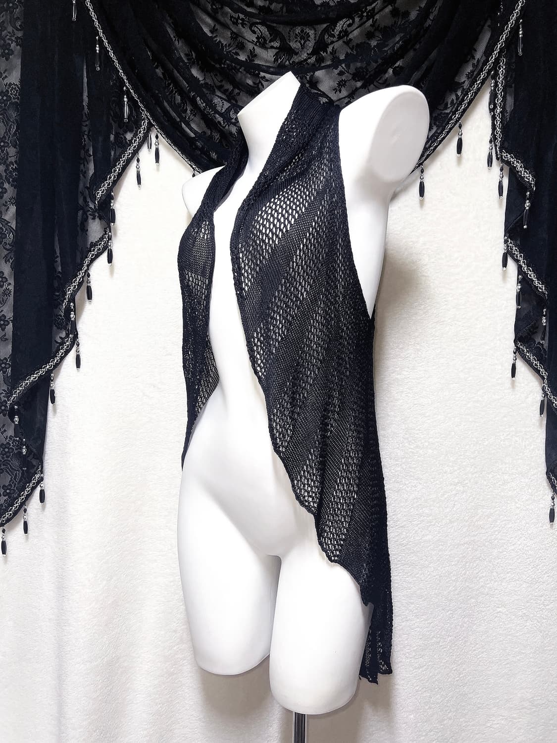 오리엔탈 페어리 모리 고딕 고스 펑크 뜨개 니트 플라워자수 로브 베스트 상품이미지6