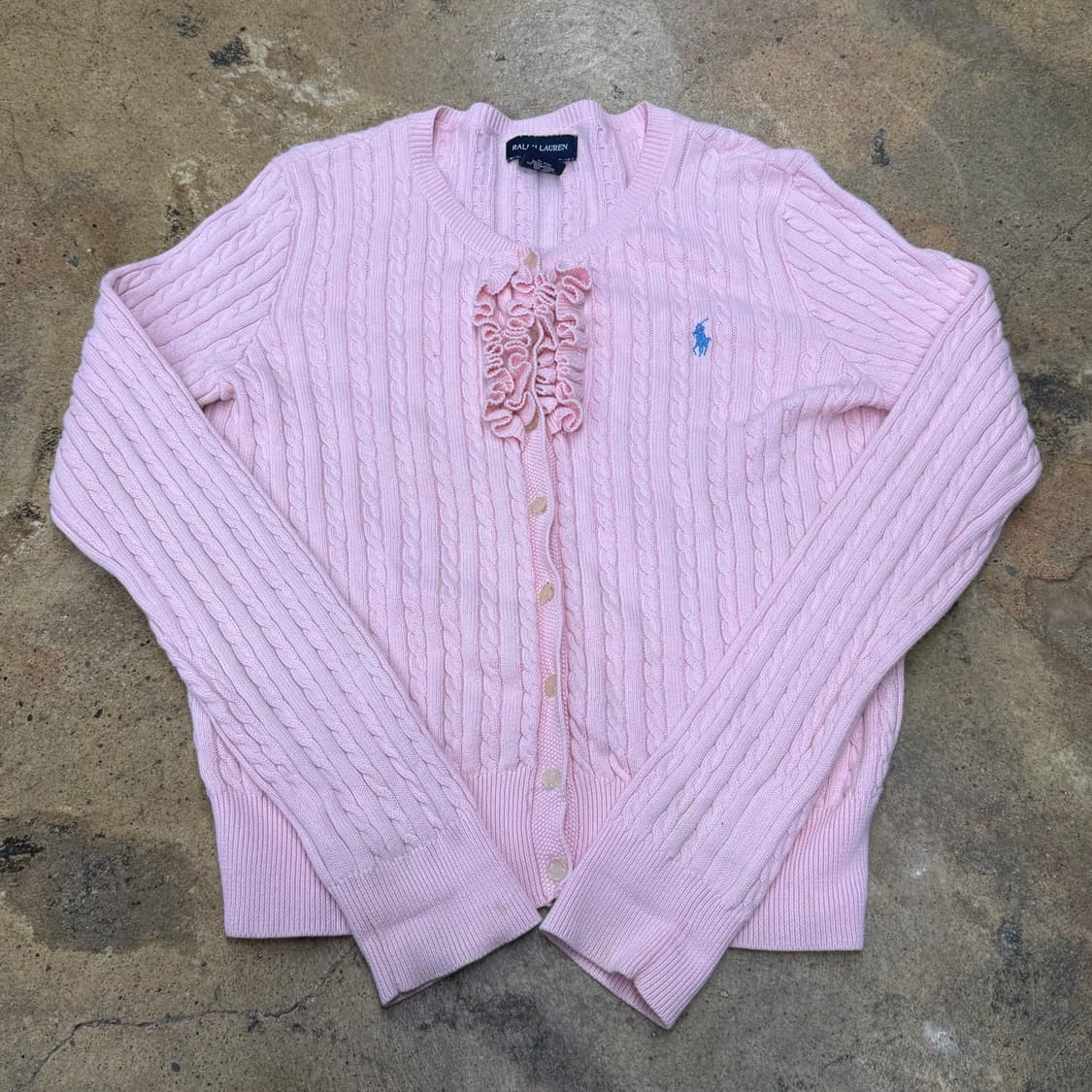 폴로 랄프로렌 딸기우유 프릴 꽈배기 니트 가디건  상품이미지2