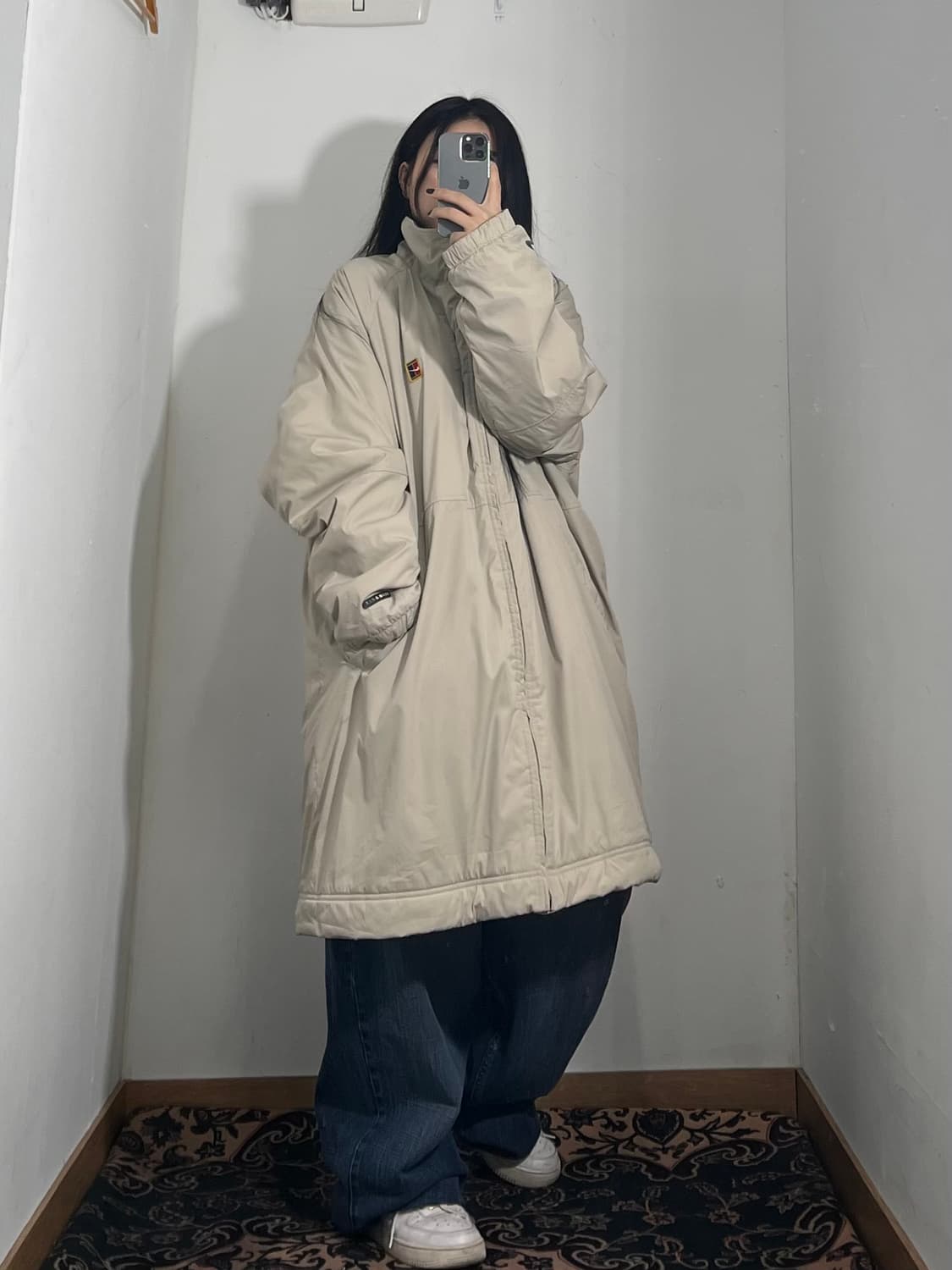 00s 나이키 테니스로고 베이지 돕바 롱패딩 Xl 상품이미지4