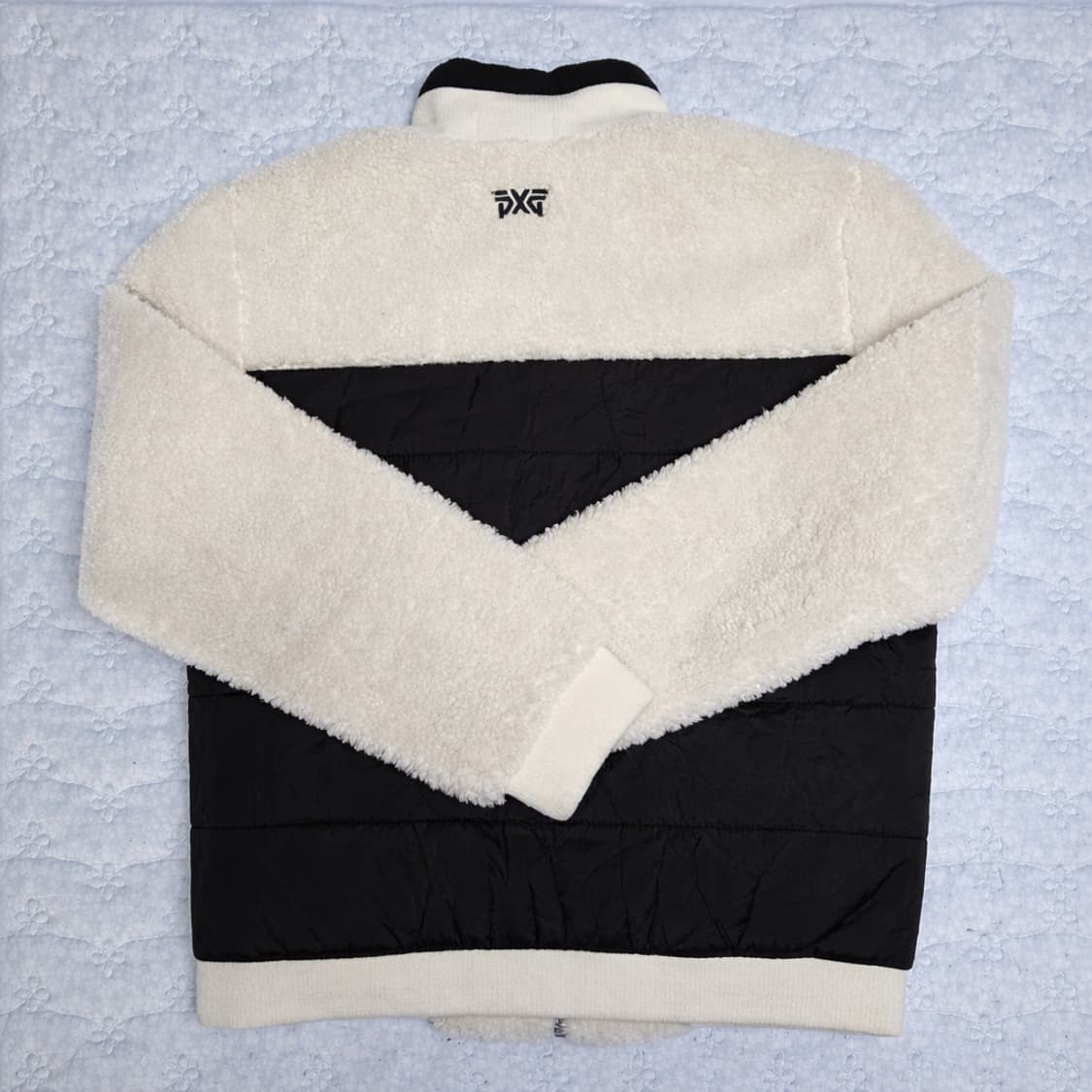 PXG 여성 S 보아 플리스 집업 자켓 아이보리 블랙 배색 상품이미지2