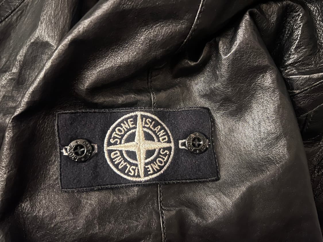 스톤아일랜드 메탈 레더(가죽) 자켓 화이트 와펜 M 상품이미지7