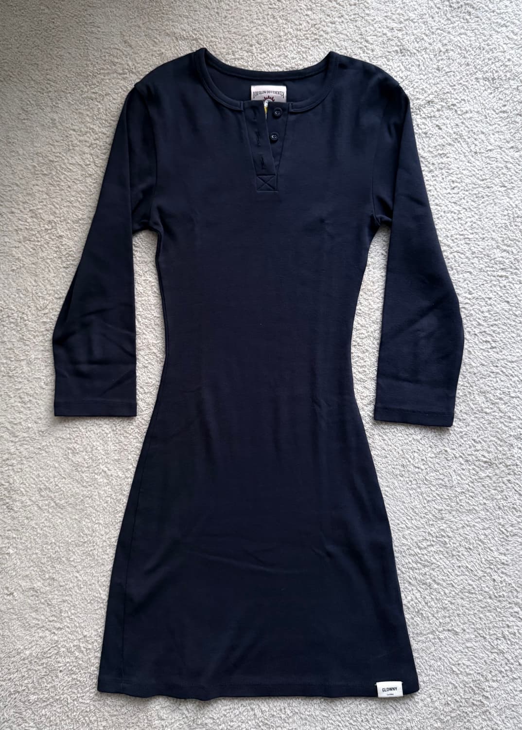 글로니 헨리넥 원피스 네이비 상품이미지1