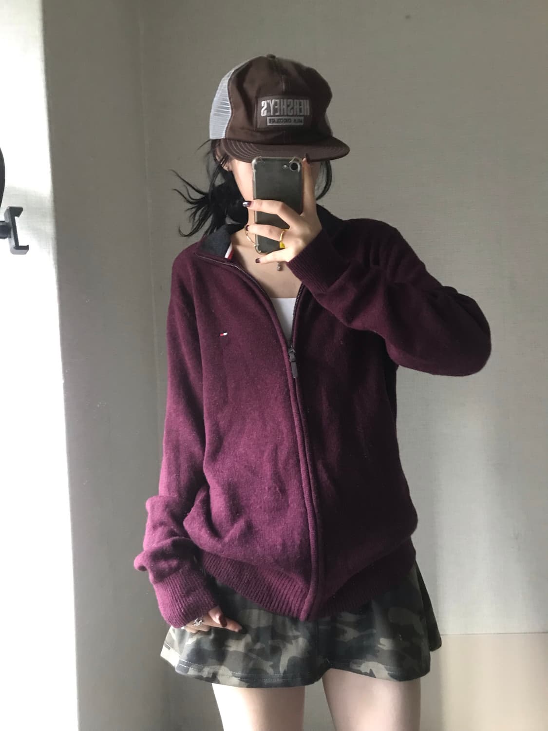 타미힐피거 버건디 니트집업 상품이미지5