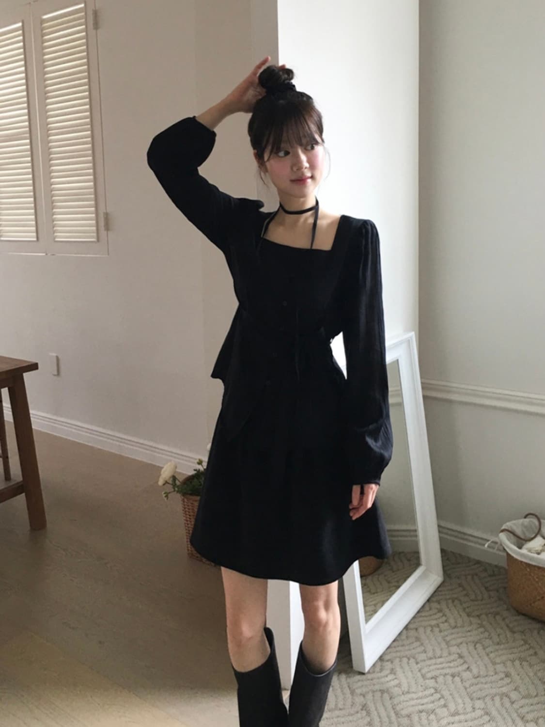 노비카야 Elena scarf blouse 블라우스 블랙 상품이미지7