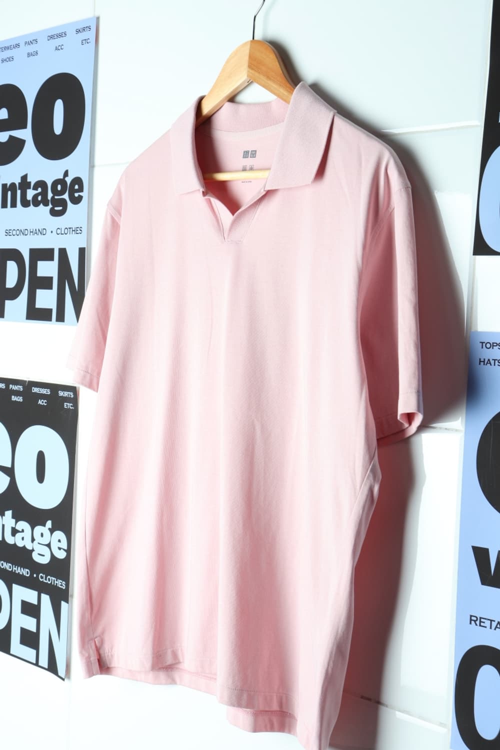 (L-XL) 유니클로 반팔 카라 티셔츠 박시 분홍 시티보이-H30743 상품이미지1