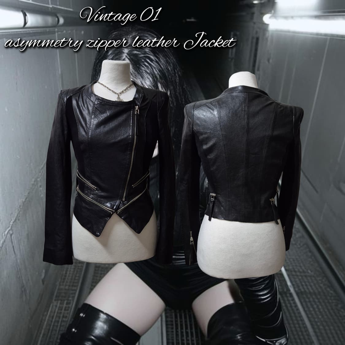 Vintage 01 asymmetry zipper leather Jack 상품이미지1