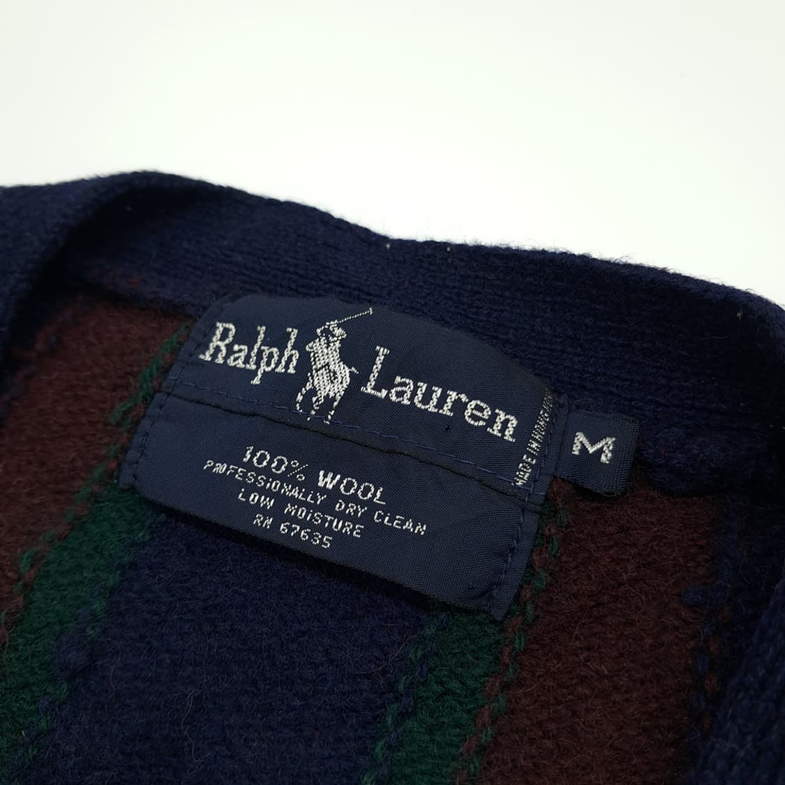 CN970 M 폴로 랄프로렌 90s 프레피 금장 스트라이프 울 가디건 상품이미지4