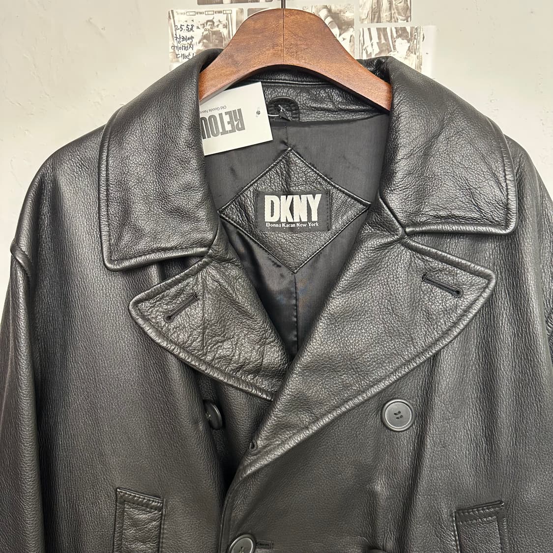 90‘s DKNY 카우레더 피코트 상품이미지2