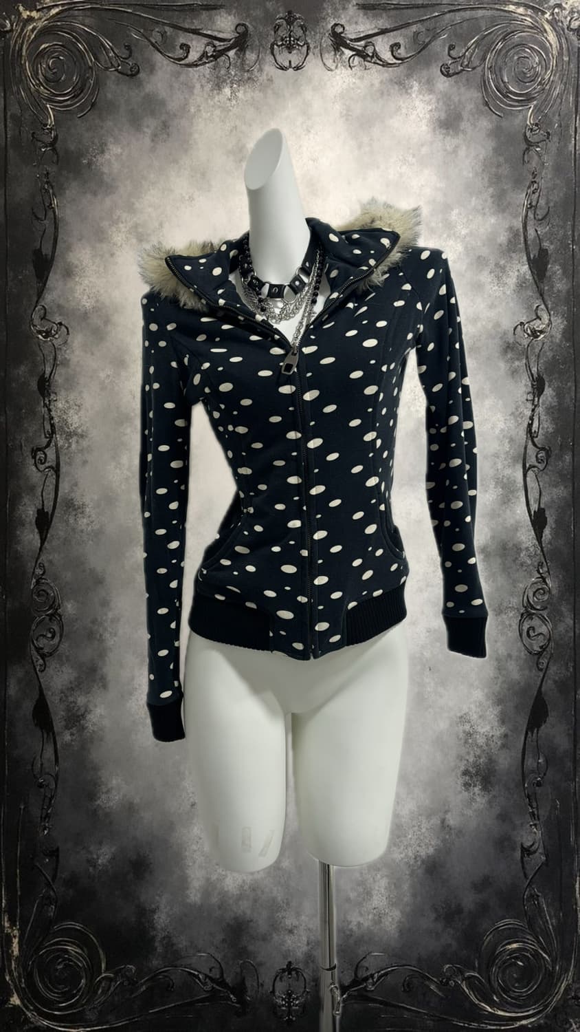 Dot Navy Fur Zip-Up 상품이미지2