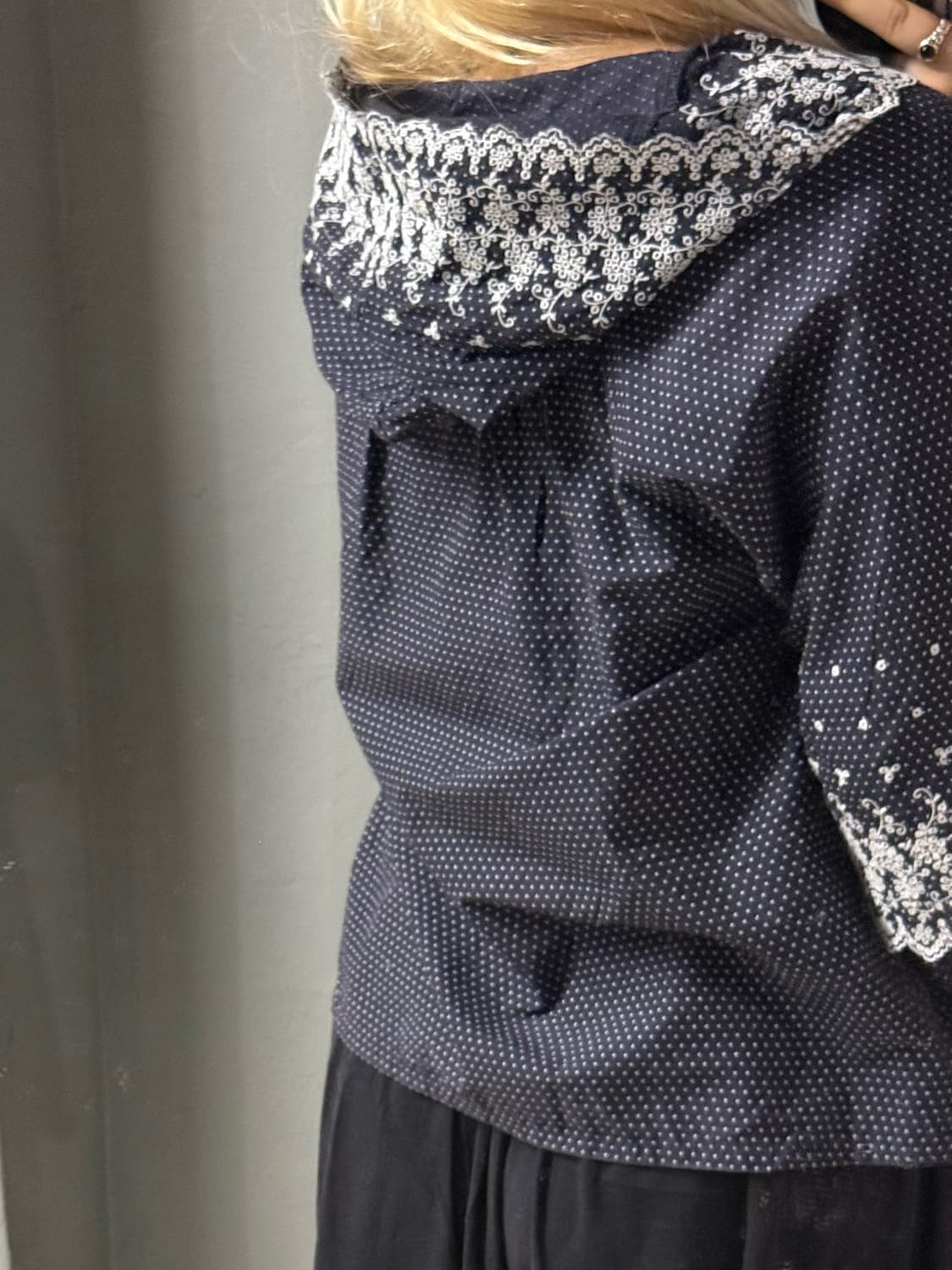 flower point dot pattern hood top 상품이미지4