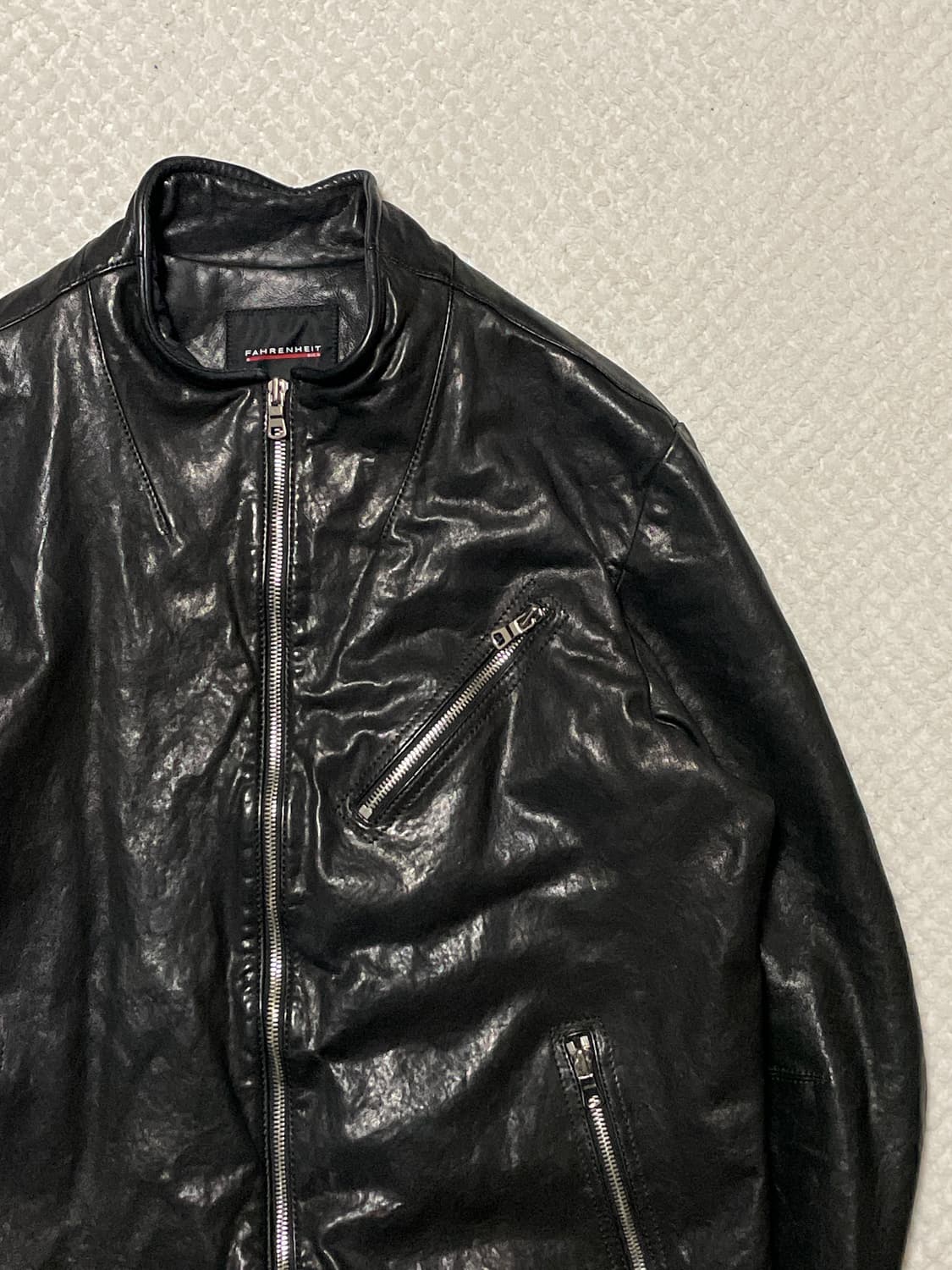 SIEG 웨스턴 무드 램스킨 양가죽 절개 레더 자켓 상품이미지3