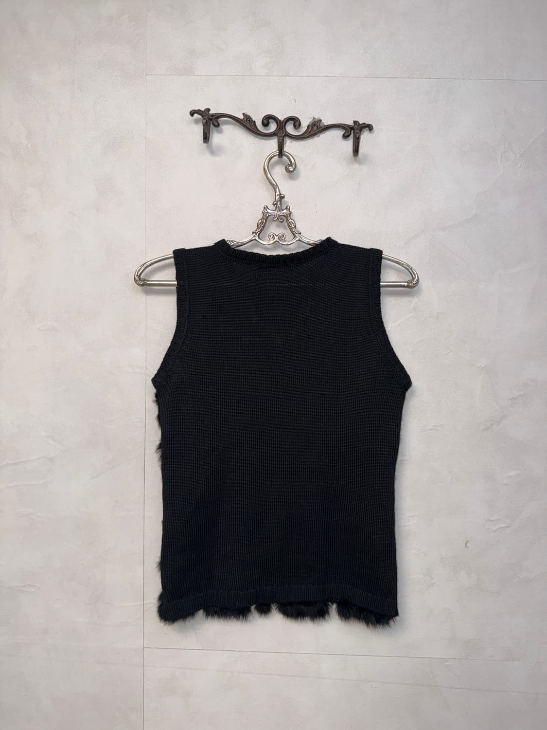 Black diamond rabbit fur wool sleeveless 상품이미지3