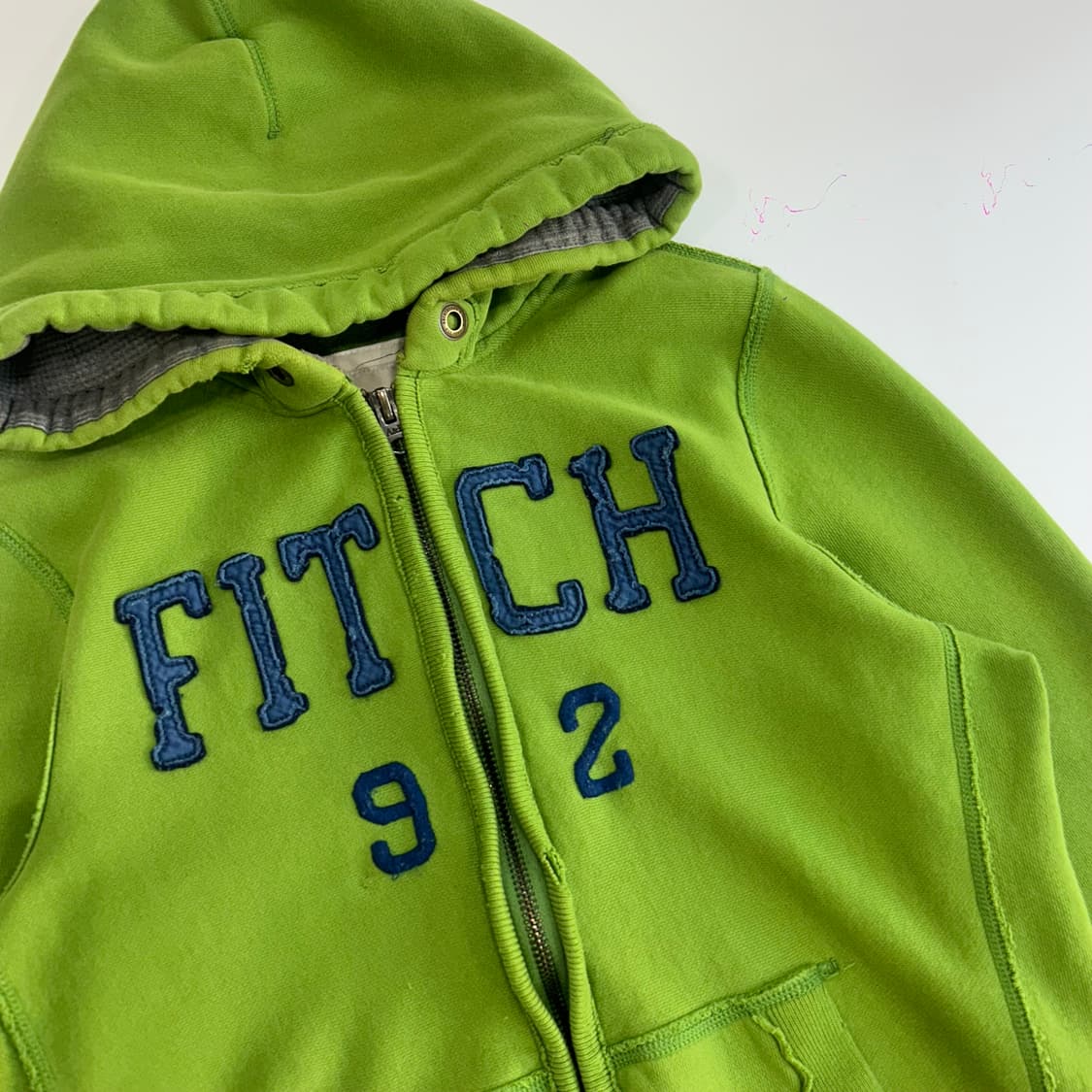 Abercrombie 아베크롬비 네이비 로고 그린 후드집업 상품이미지4