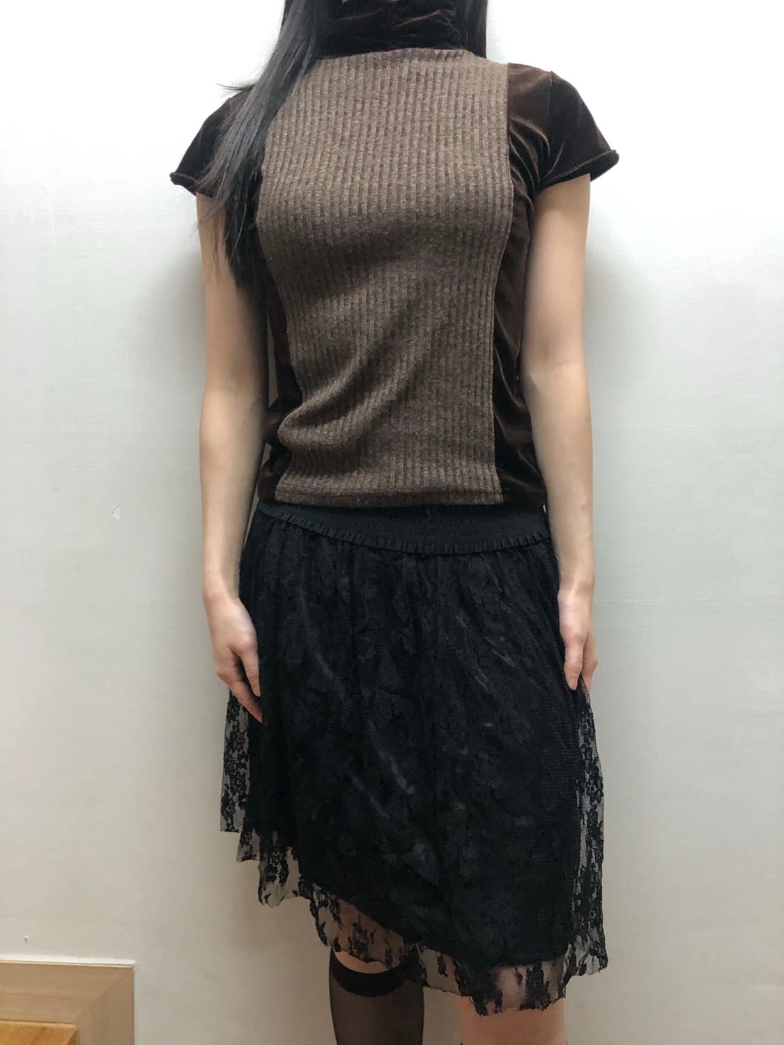 빈티지 블랙 레이스 미니 스커트 상품이미지5