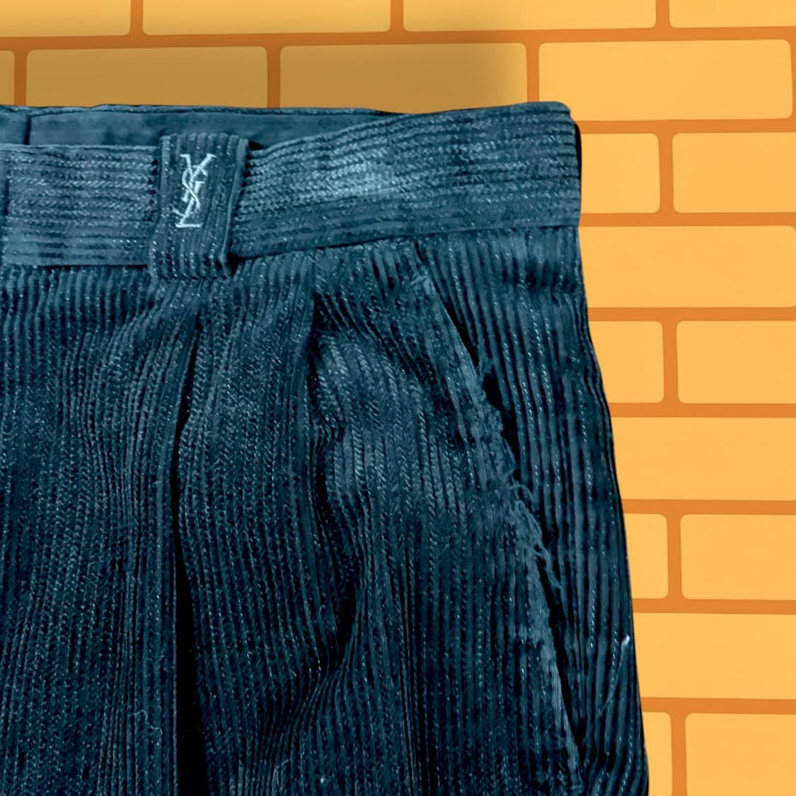 입생로랑 블랙 코듀로이 투턱 팬츠 (31.5) 상품이미지4