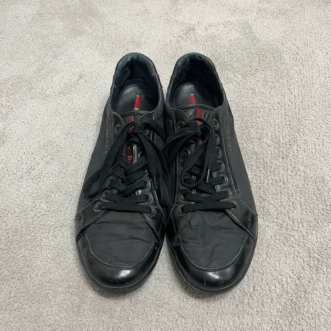 290) 프라다 스포츠 레더 나일론 로고 트레이너 스니커즈 상품이미지3