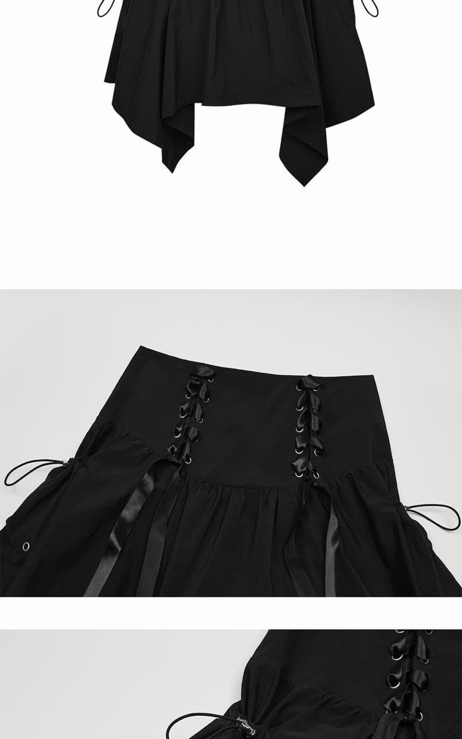 Lace Up Nylon Ballet Cargo Skirt (BLACK) 상품이미지3