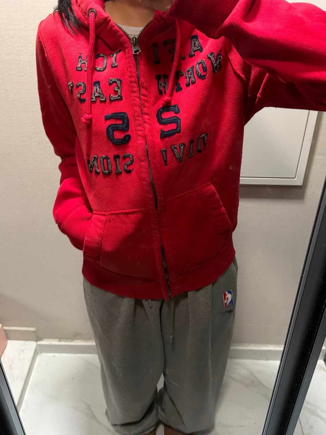 아베크롬비 레드 후드집업 L 상품이미지1