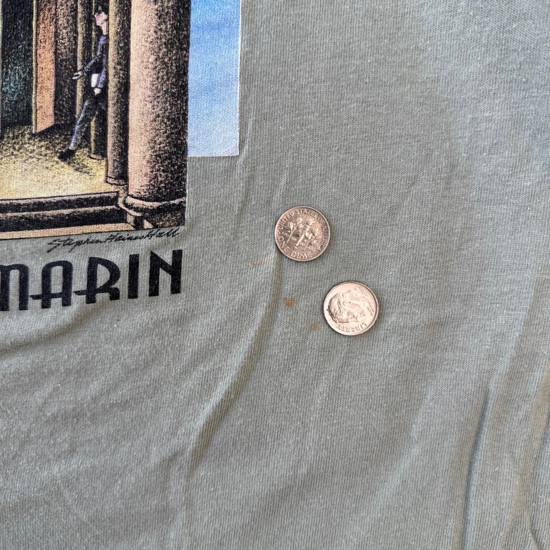 [L] 90s 빈티지 헤인즈 비피 USA제 '마린 대학' 아트 티셔츠 상품이미지5