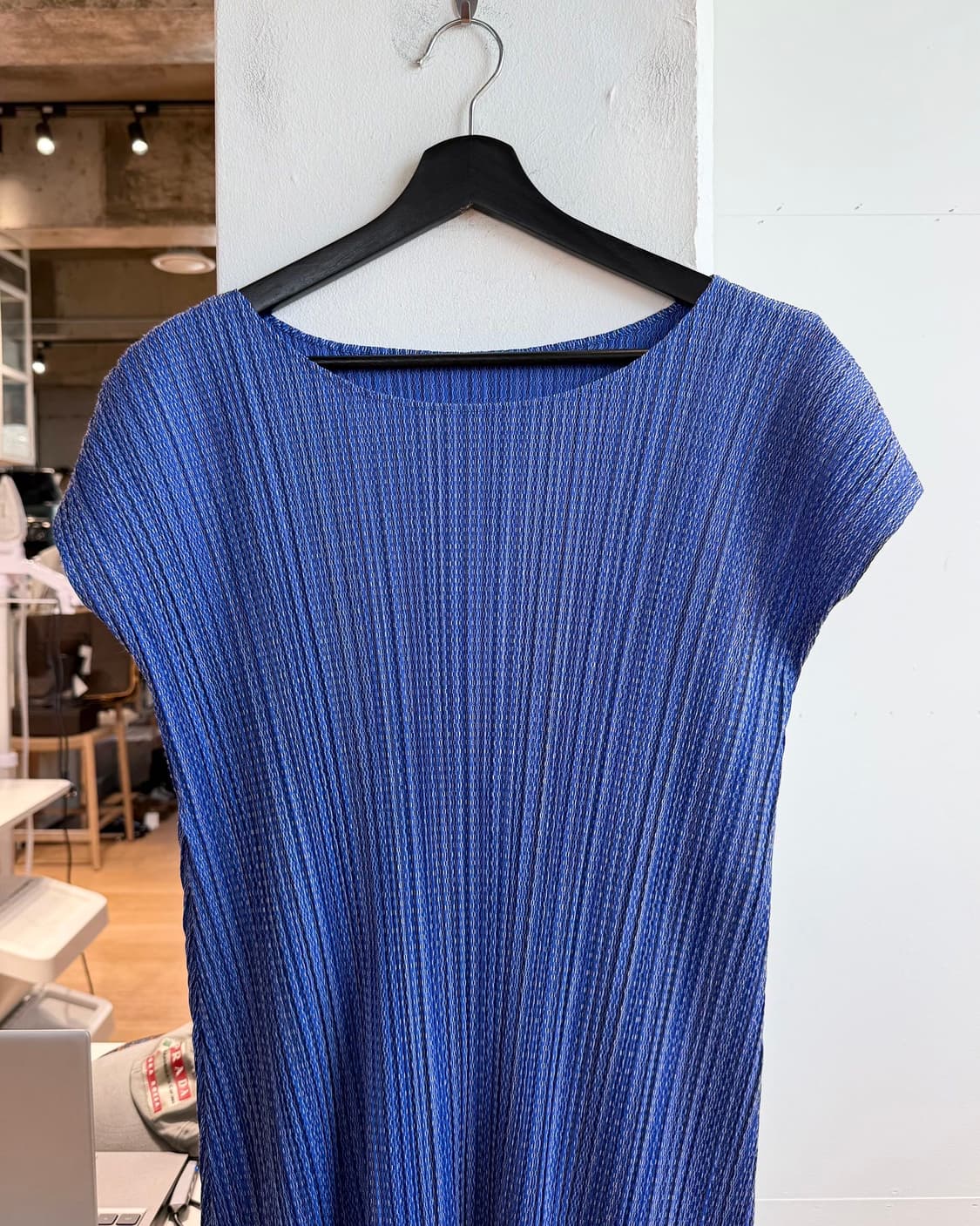 플리츠 플리즈 블루 링컬 슬리브리스 원피스 상품이미지3