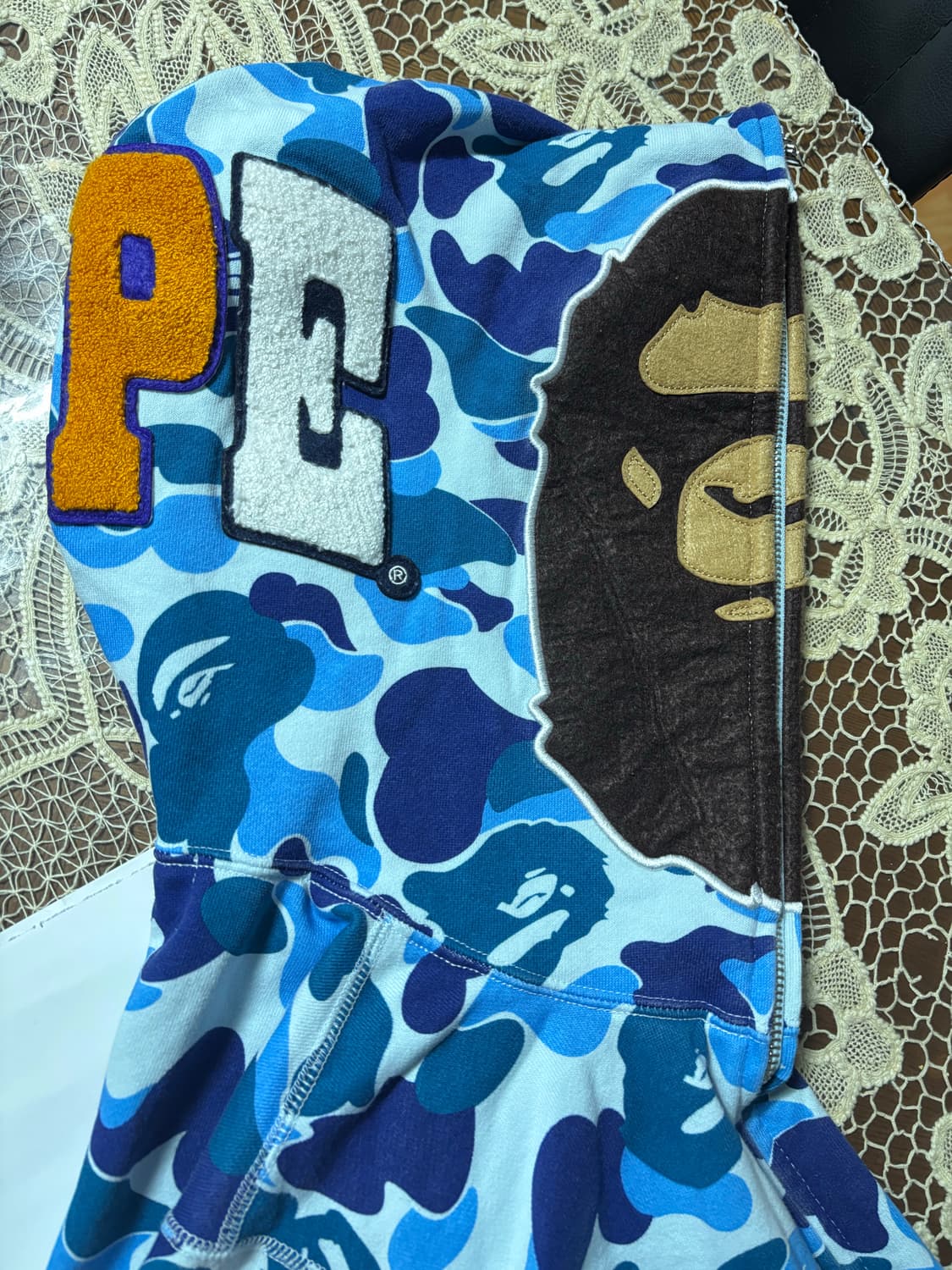 베이프 ABC 카모 세컨드 에이프 풀 집 후드 블루 s사이즈 급처 상품이미지1