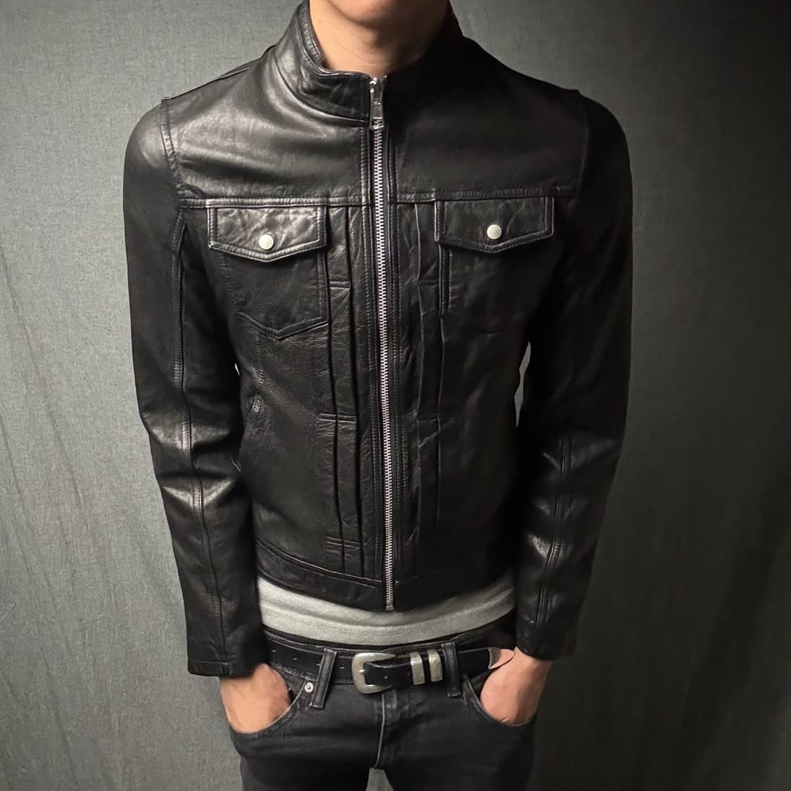 lamb skin pocket leather jacket 상품이미지2