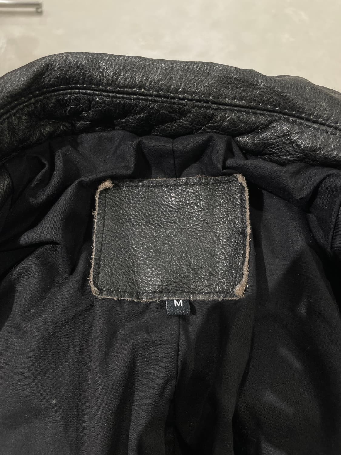 빈티지 블랙 워시드 카우 레더 자켓 상품이미지7