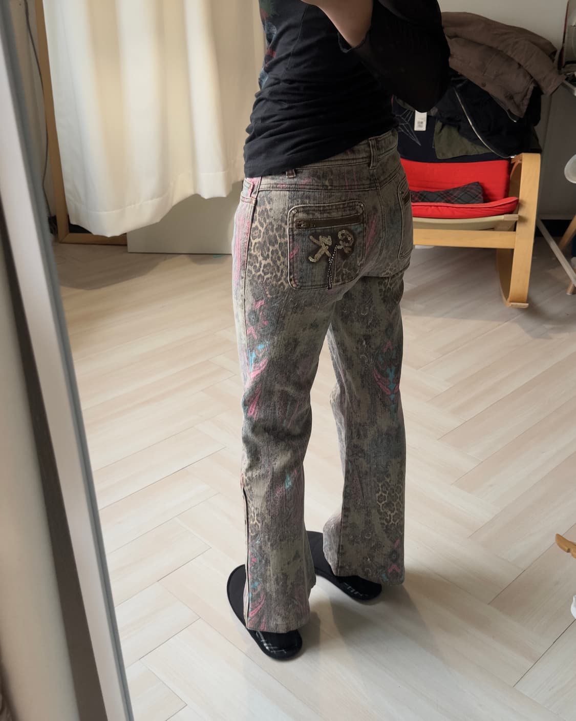 [GK] mixed pattern boot cut pants 상품이미지1