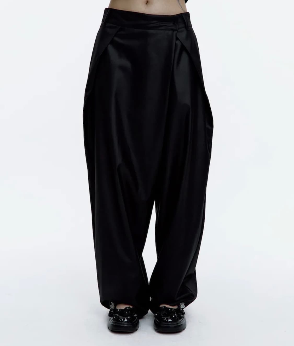 카시코 Pintuck Asymmetric Trousers Black S 상품이미지4