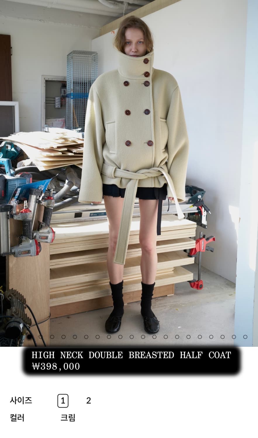 seo HIGH NECK DOUBLE BREASTED HALF COAT 상품이미지1