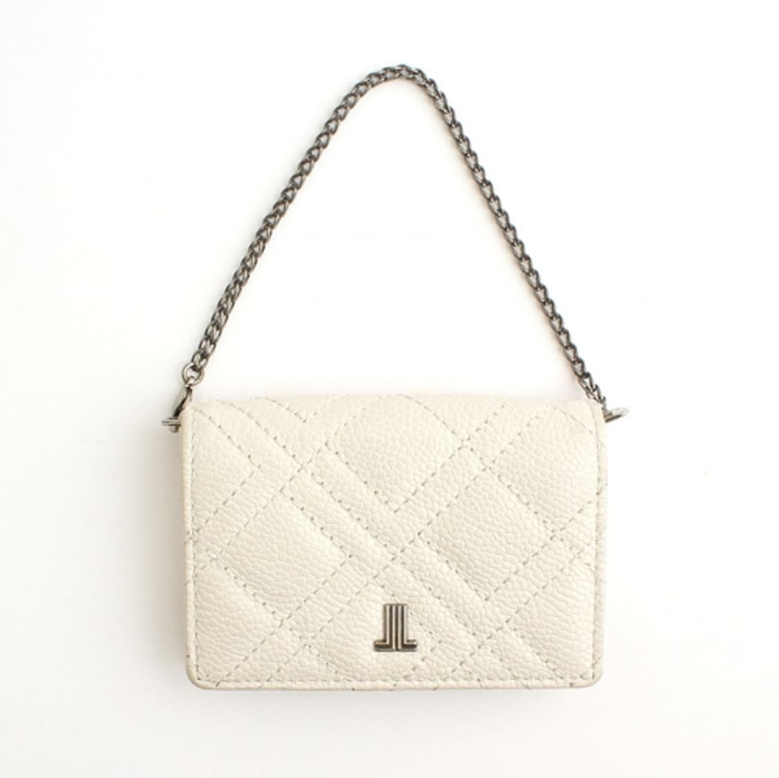 랑방 화이트 퀼팅 스티치 체인 카드지갑 상품이미지1