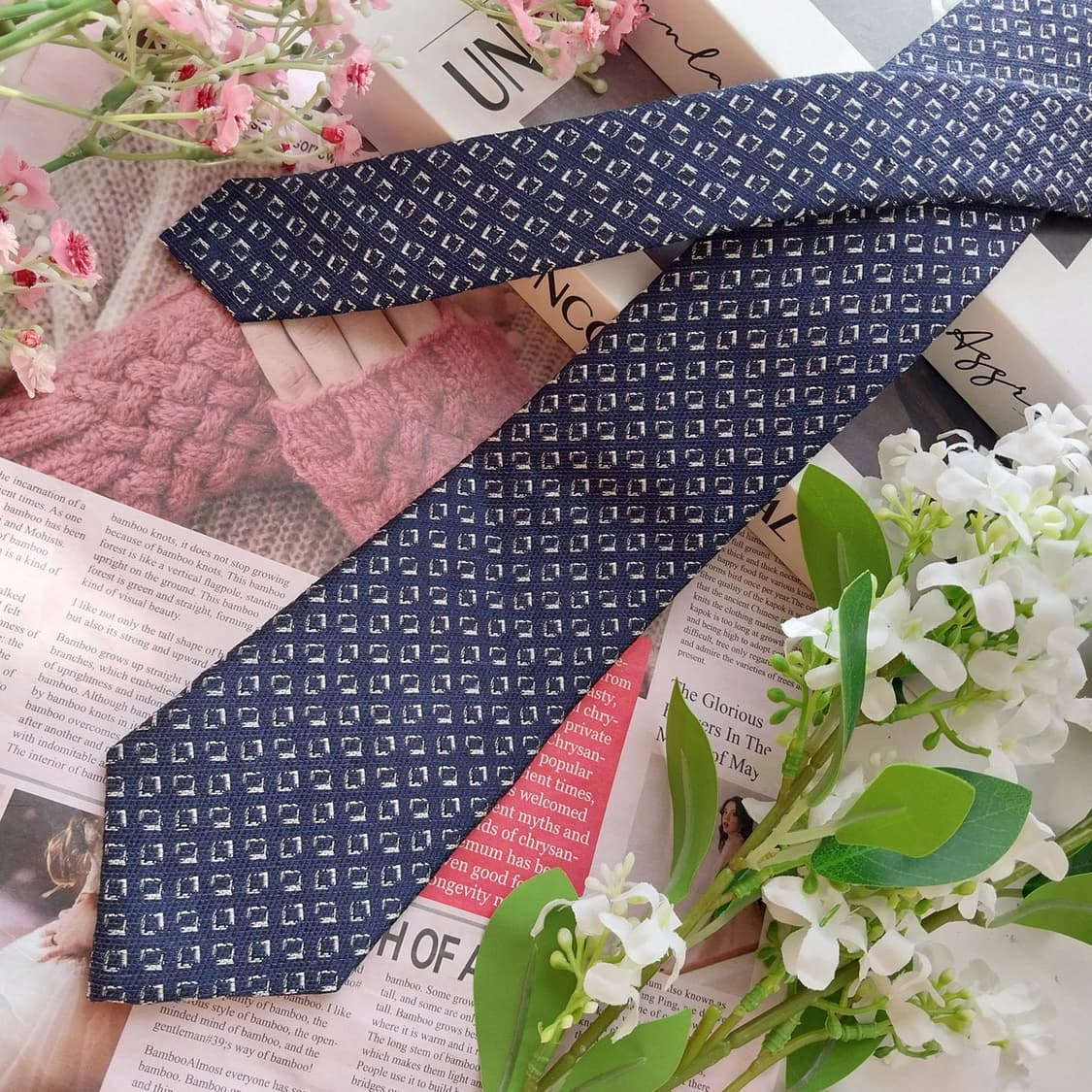 지오송지오 넥타이 네이비 기하학 패턴 A+등급 K2375
 상품이미지2