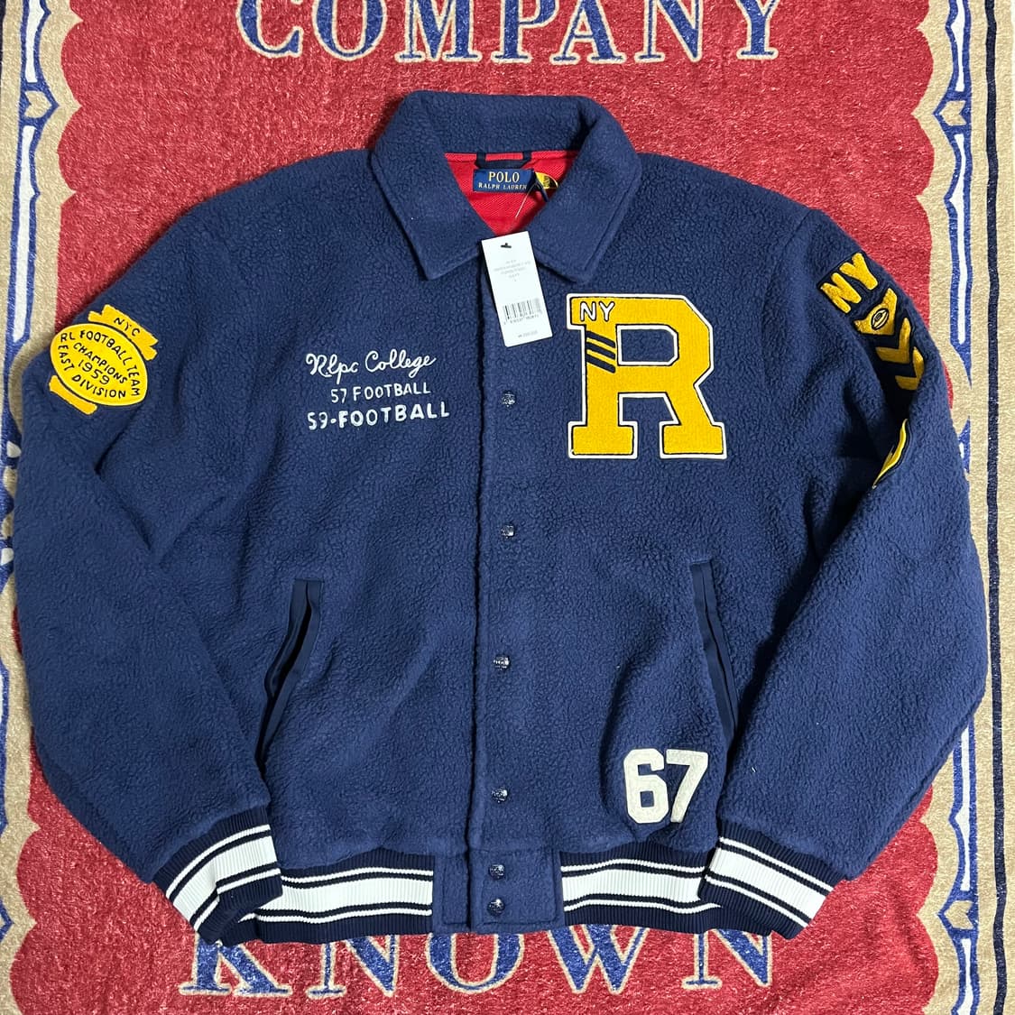 PRL 파일 플리스 레터맨 자켓 폴로랄프로렌 바시티  상품이미지1