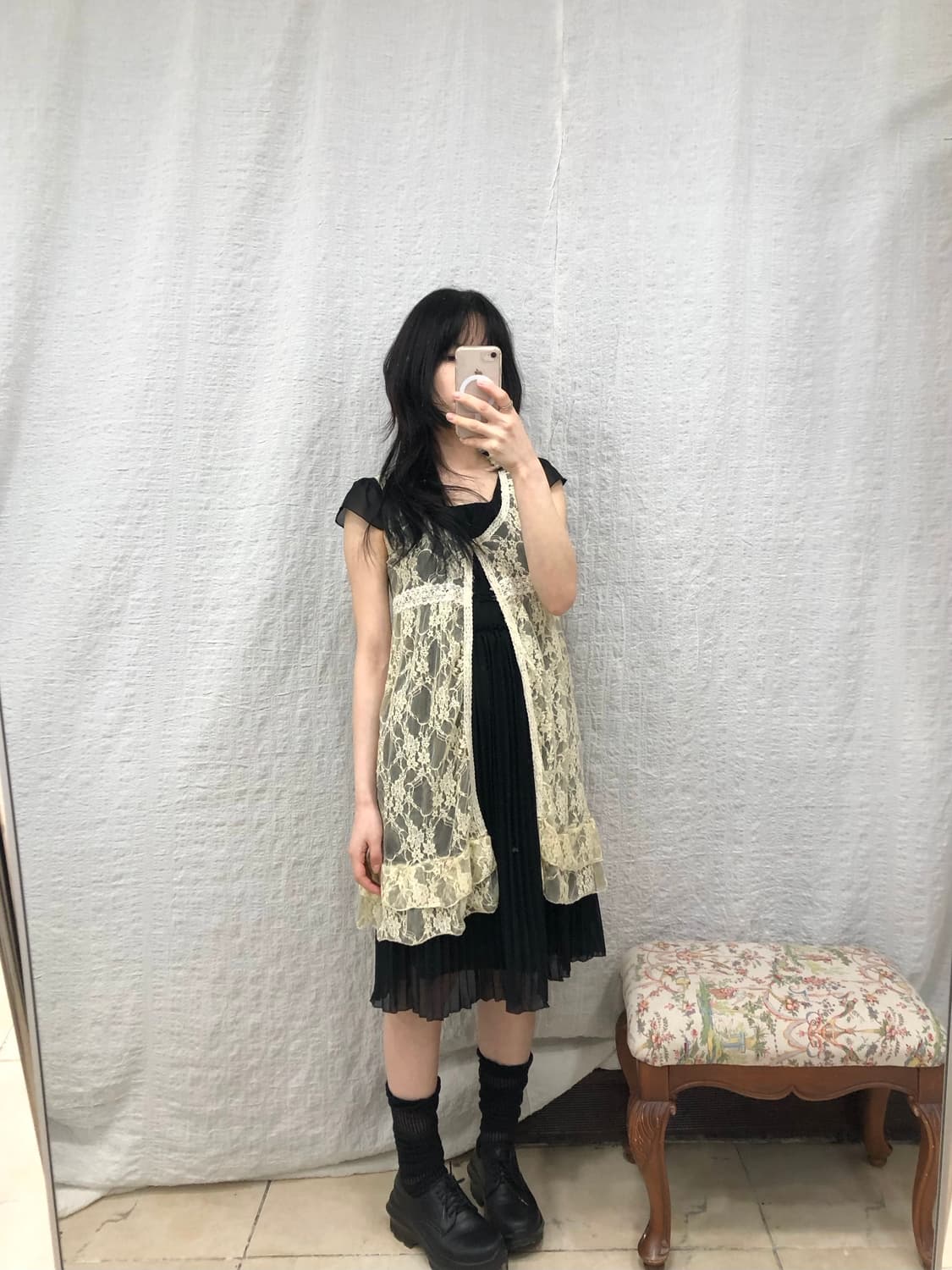 yellow lace vest 상품이미지1
