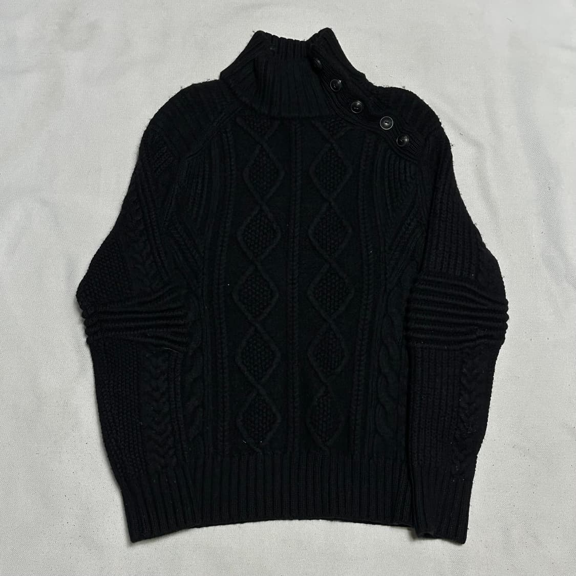 M 폴로랄프로렌 숄더 넥 버튼 블랙 메리노 울 니트 상품이미지2