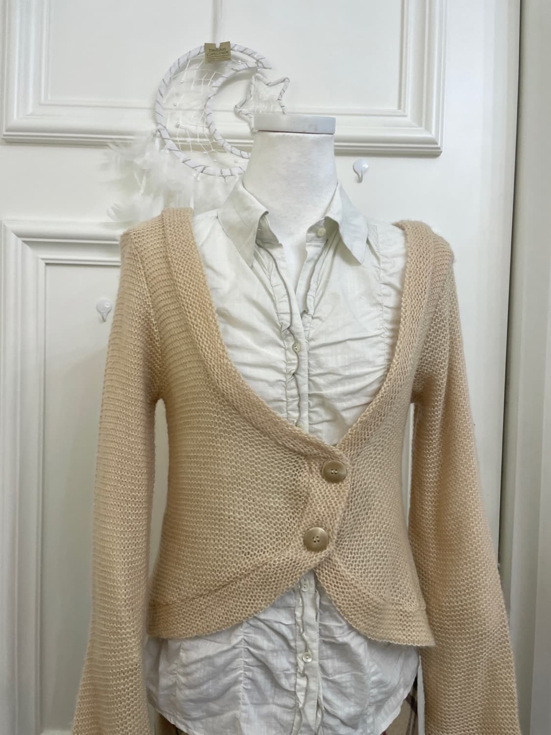 beige unbalance basic warm cardigan 상품이미지7