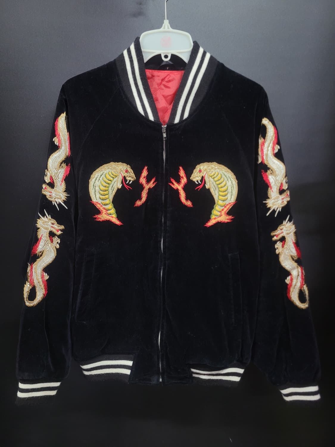 재팬 80~90s 빈티지 벨벳 스카잔 코브라 드래곤 자수 자켓 상품이미지7