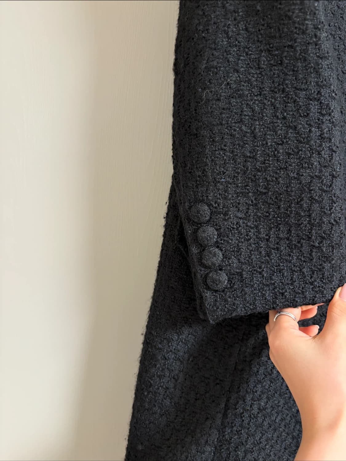 헬더 트위드 롱코트 블랙 S 상품이미지7