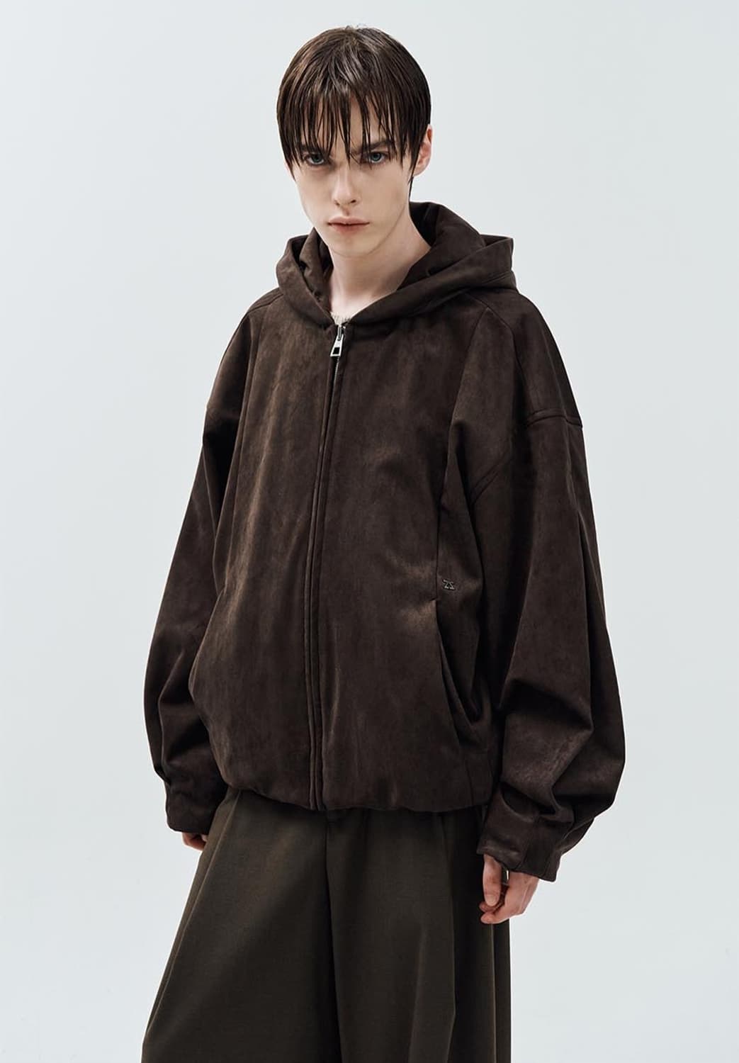 송지오 25FW 브라운 스웨이드 후드 점퍼 상품이미지1