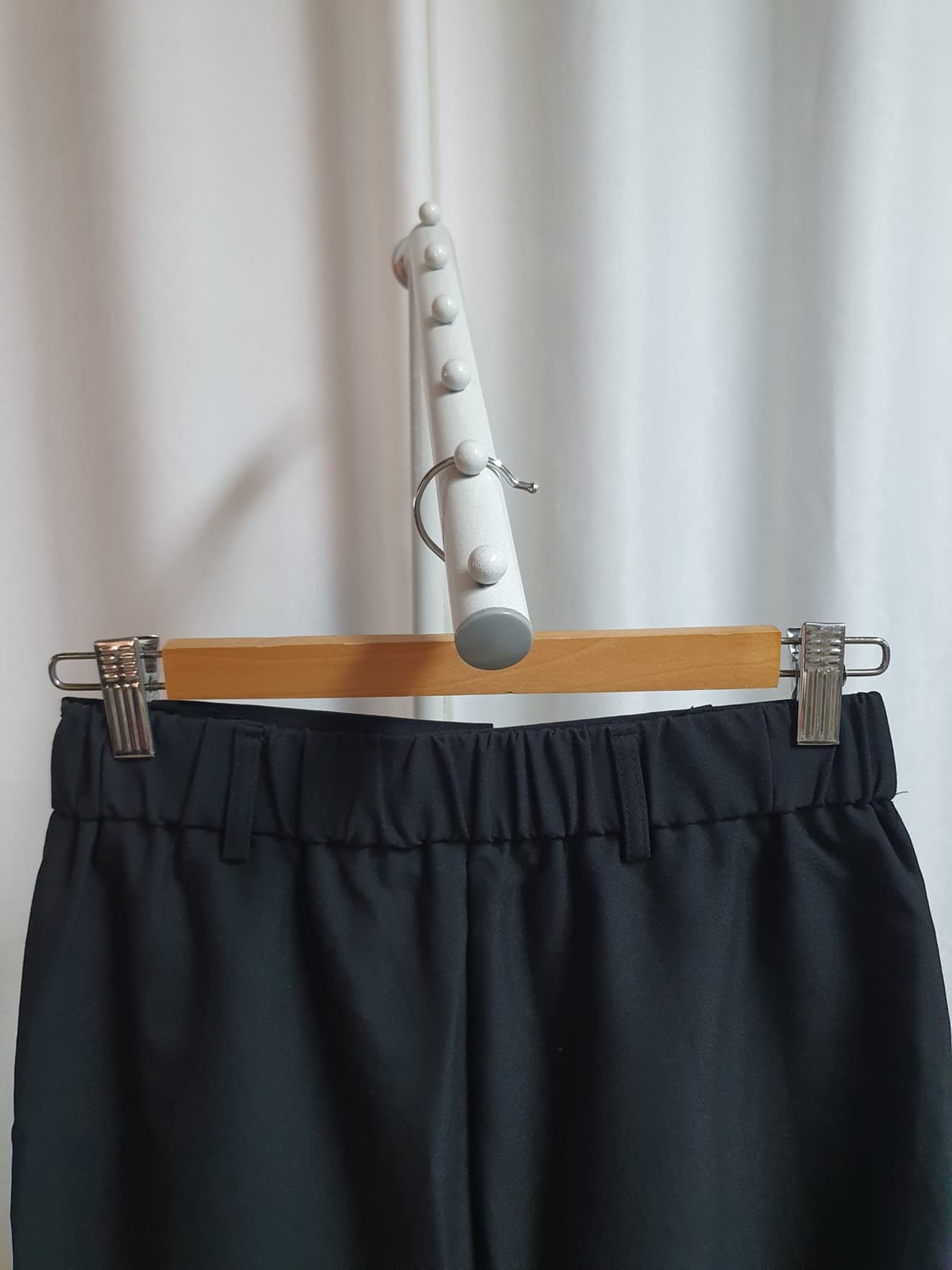 블랙 삼선 스판 롱스커트 상품이미지4