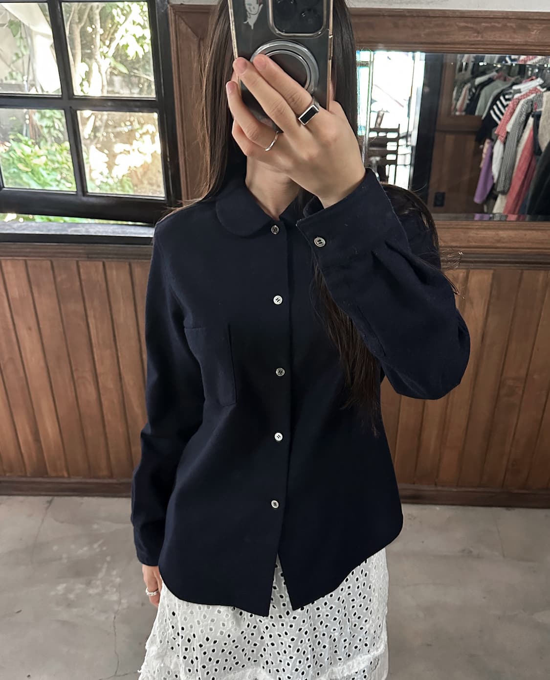 COMME DES CARCONS navy wool shirt 상품이미지1