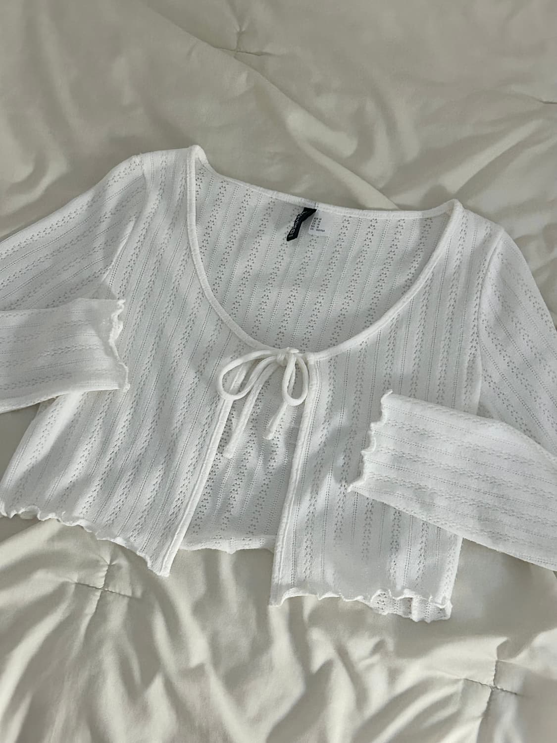 H&M 화이트 펀칭 리본 레이스 화이트 가디건 상품이미지1