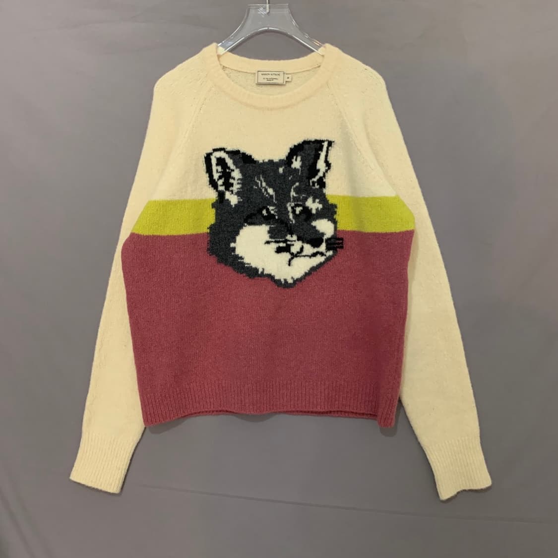 M 메종키츠네 공용 빅 폭스 헤드 컬러블록 캐시미어 니트 상품이미지1