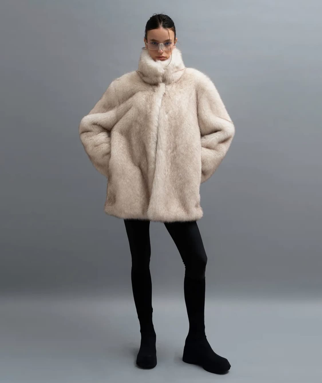 더포르타 퍼자켓 SOFT FUR JACKET, IVORY 상품이미지1